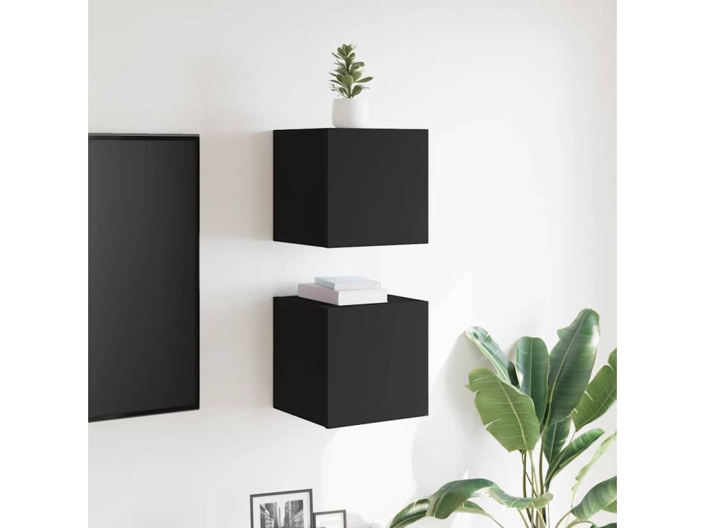 Meubles TV muraux 2 pcs Noir 30,5x30x30 cm