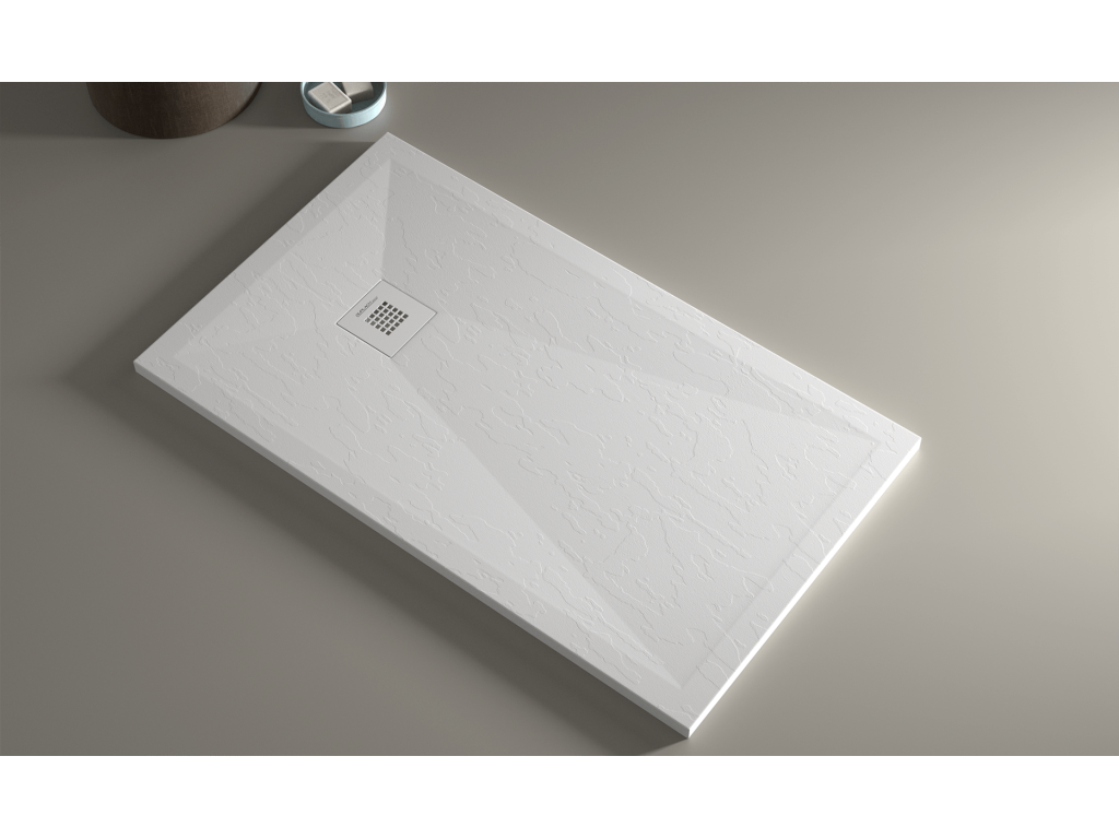 Receveur de douche blanc finition ardoise Vertchez Plus grille de couleur - 120x80 cm