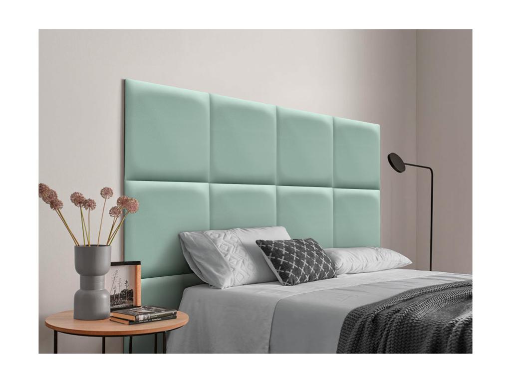 Meublita Tête de lit capitonnée en similicuir de qualité MeublitaInérieure composée de panneaux autocollants interchangeables vert Meublita 105 cm