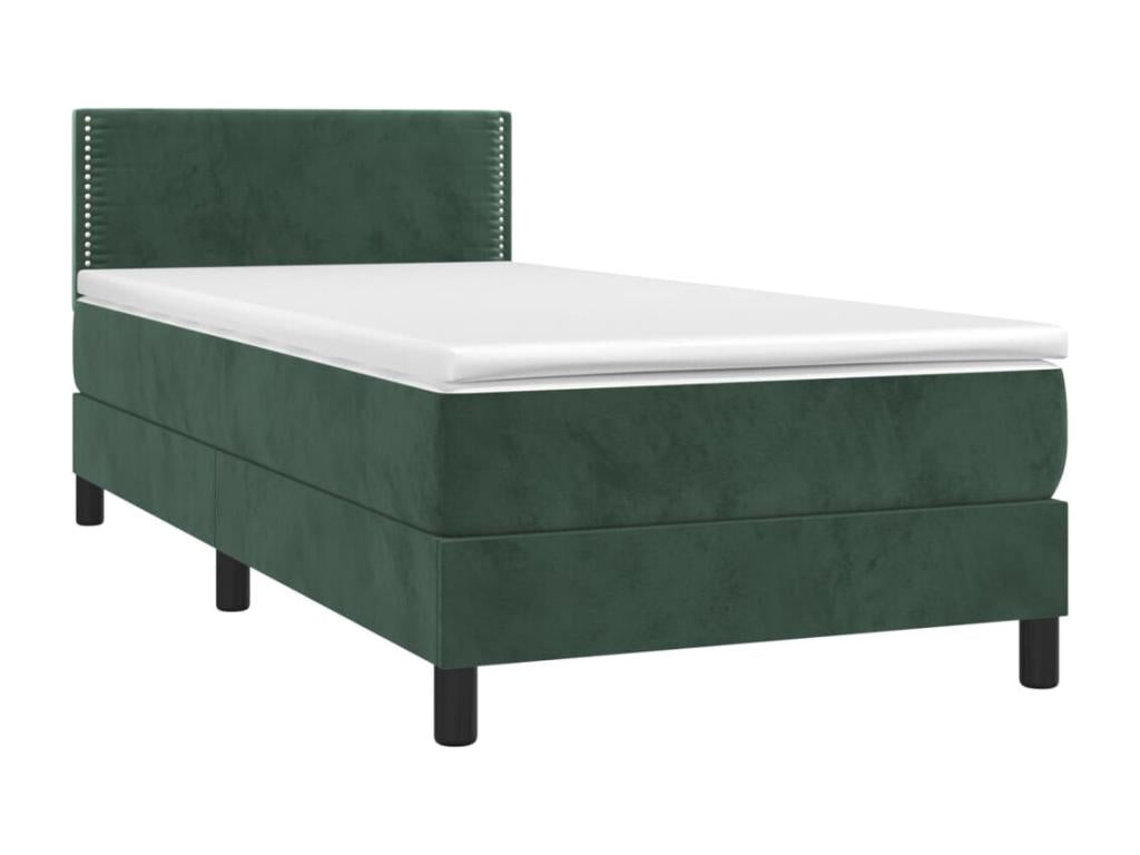 Lit à sommier tapissier avec matelas Vert foncé 90x190 cm