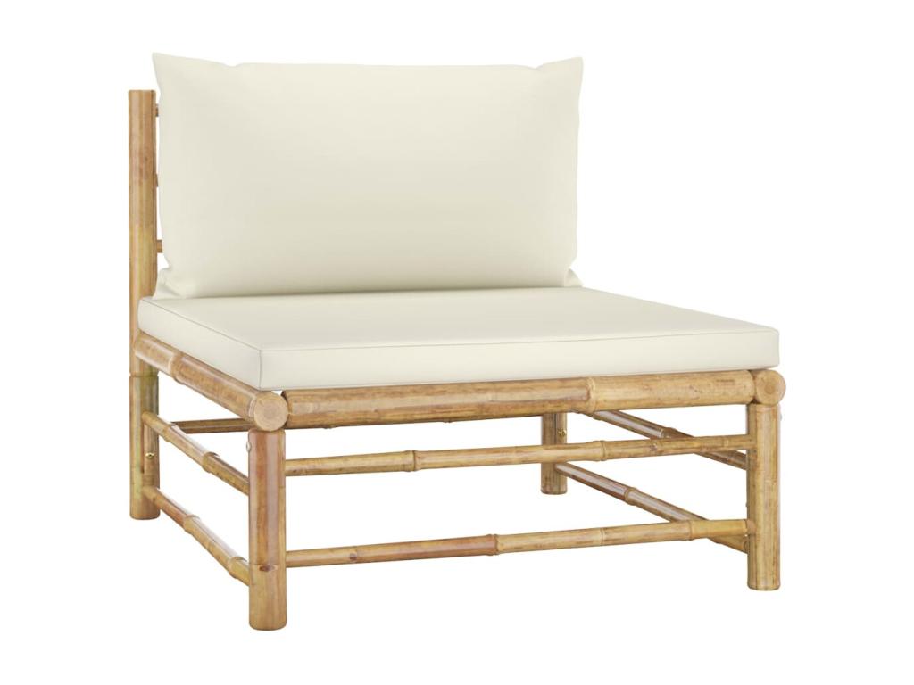 Salon de jardin 4 pcs avec coussins blanc crème Meublita