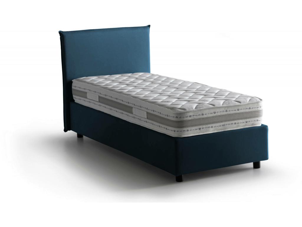 Lit double Doucezen Lit coffre avec revêtement en tissu Made in Italy Ouverture frontale avec matelas 140x190 cm inclus Bleu