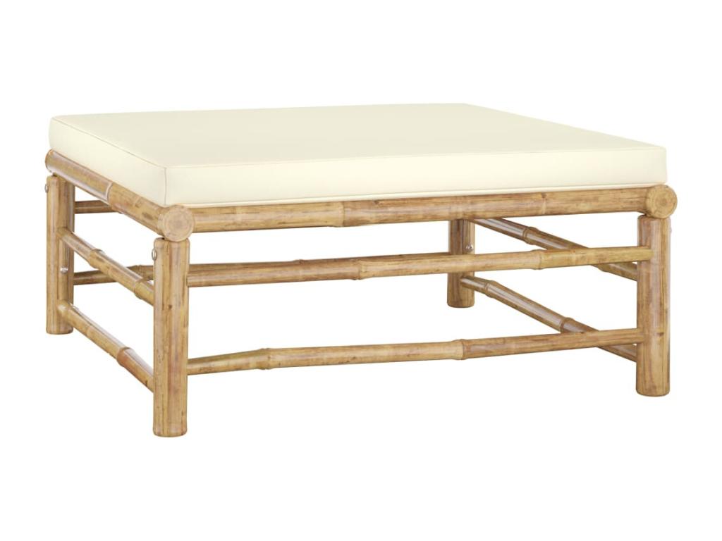 Salon de jardin 4 pcs avec coussins blanc crème Meublita