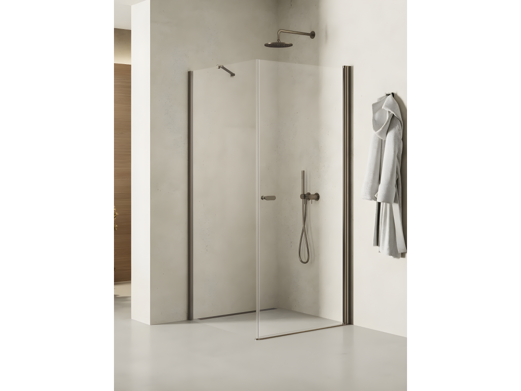 Cabine de douche pivotante 80x90 cm inox brossé ANTILLES GUNMETAL BRUSHED