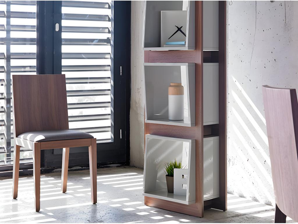 étagère contemporaine bois noyer et laqué Meublita-Couleur Meublita