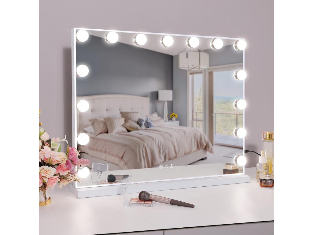 Miroir de maquillage Meublita coiffeuse murale avec Meublitaère 58x46cm