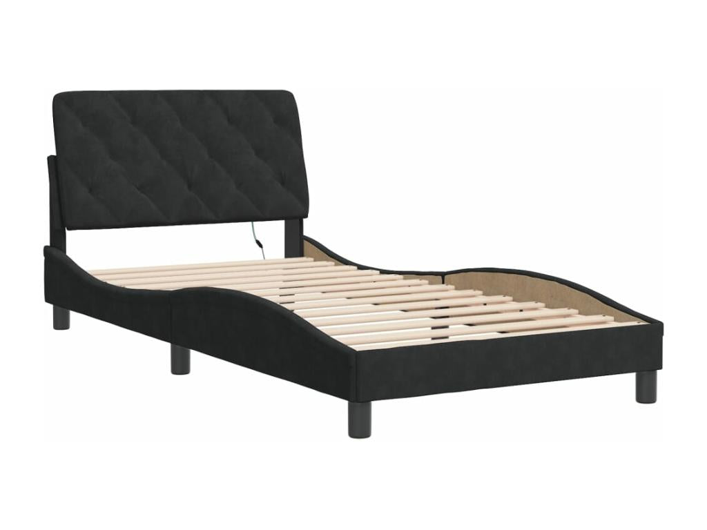 Cadre de lit avec Meubles LED noir 100x200 velours