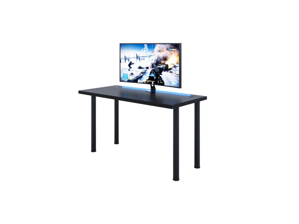 Bureau Meublita noir avec LED bureau Meublita bureau d'ordinateur bureau de jeu bureau 120x73x60 cm