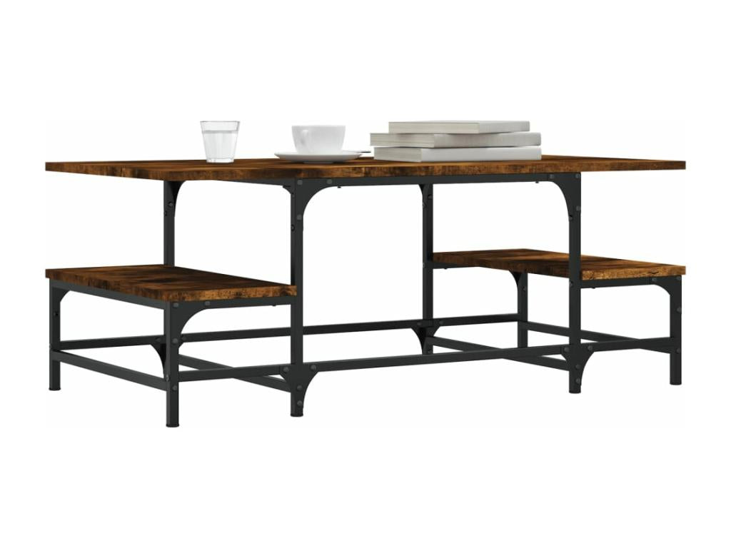 Table basse chêne fumé 100x50.5x40 cm bois d'ingénierie
