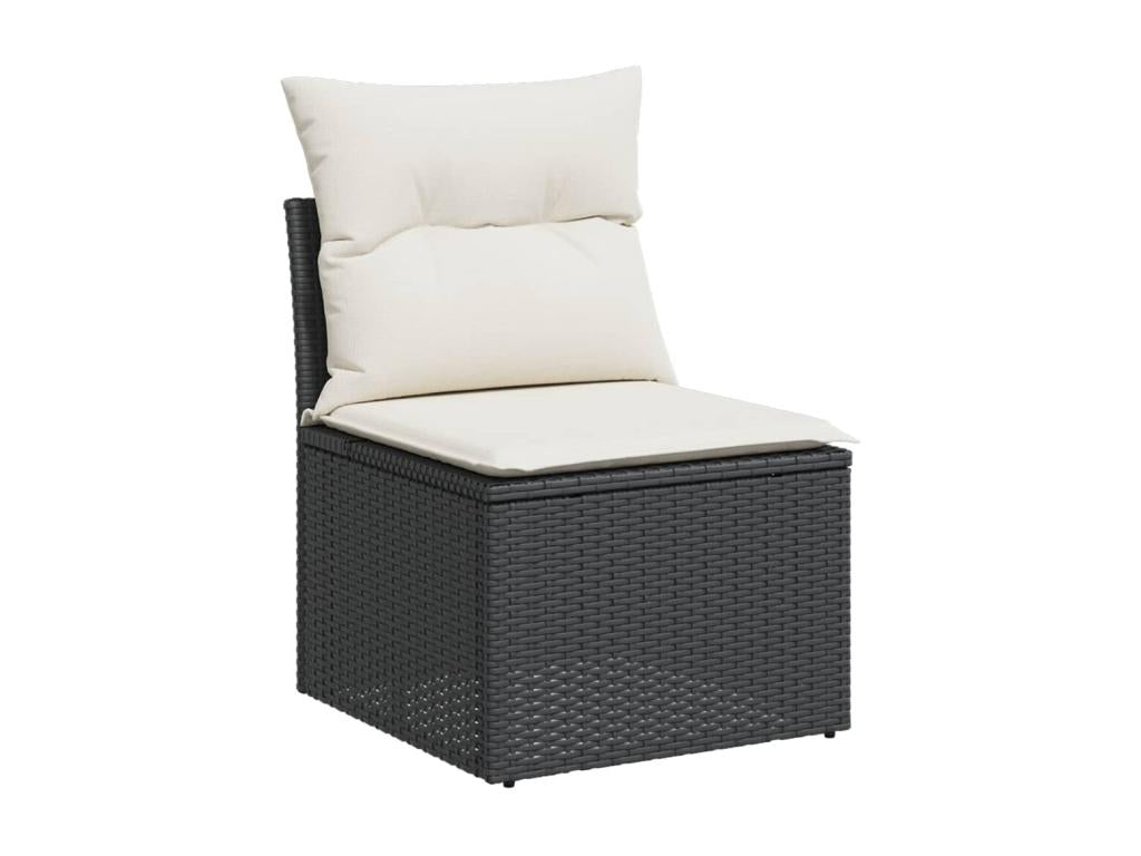 Salon de jardin avec coussins 13 pcs noir résine tressée