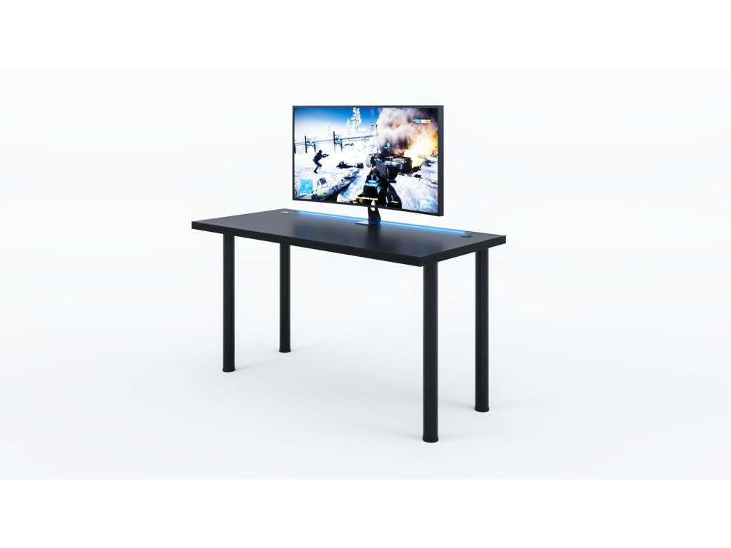 Bureau Meublita noir avec LED bureau Meublita bureau d'ordinateur bureau de jeu bureau 120x73x60 cm
