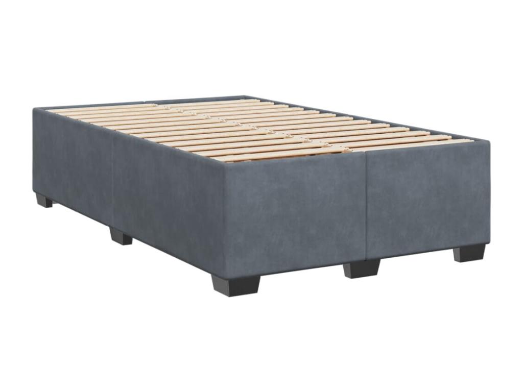 Sommier à Meublita de lit et matelas Gris foncé 120x200cm Velours