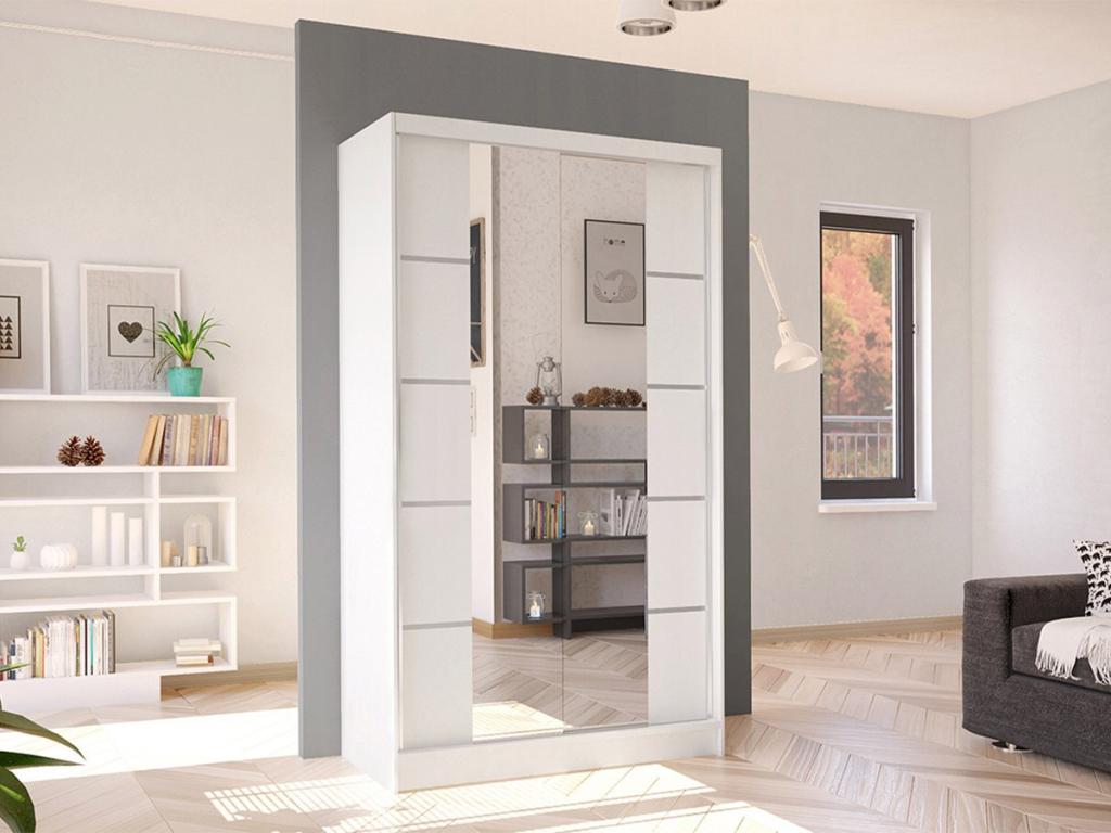 Armoire Vertchez 168 Blanc 200x100x58cm Portes d'armoire Glissement