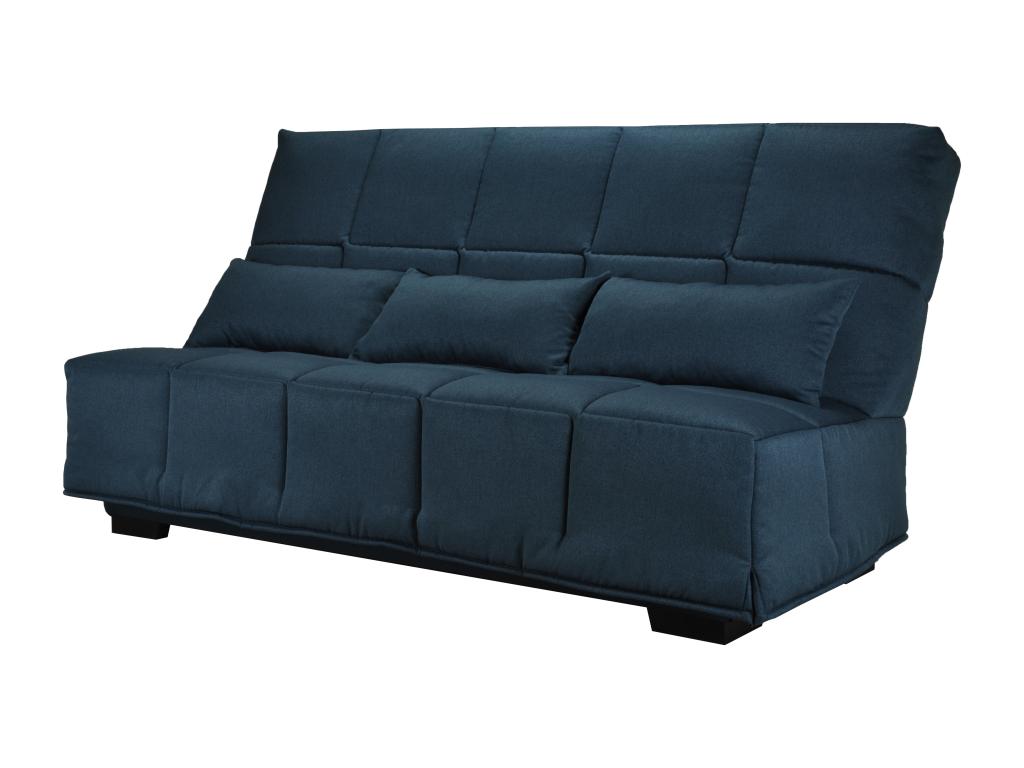 Canapé clic clac tissu avec rangement matelas Meublita 15cm Balkoa 207cm-Couleur Noir