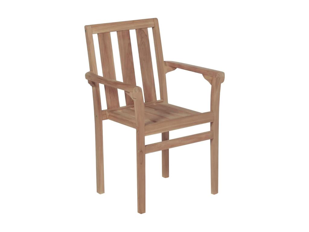 Chaises de jardin empilables 4 pièces Boie de teck solide
