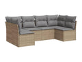 Salon de jardin avec coussins 6 pcs beige résine tressée
