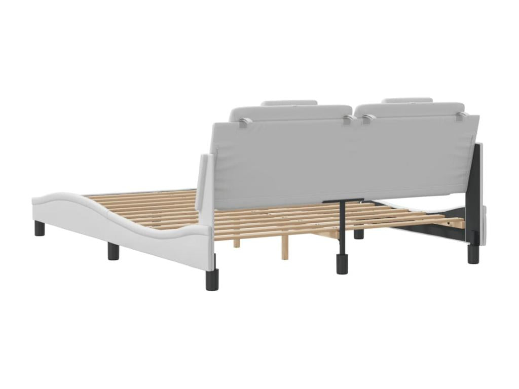Cadre de lit avec tête de lit Blanc 160x200 cm Similicuir