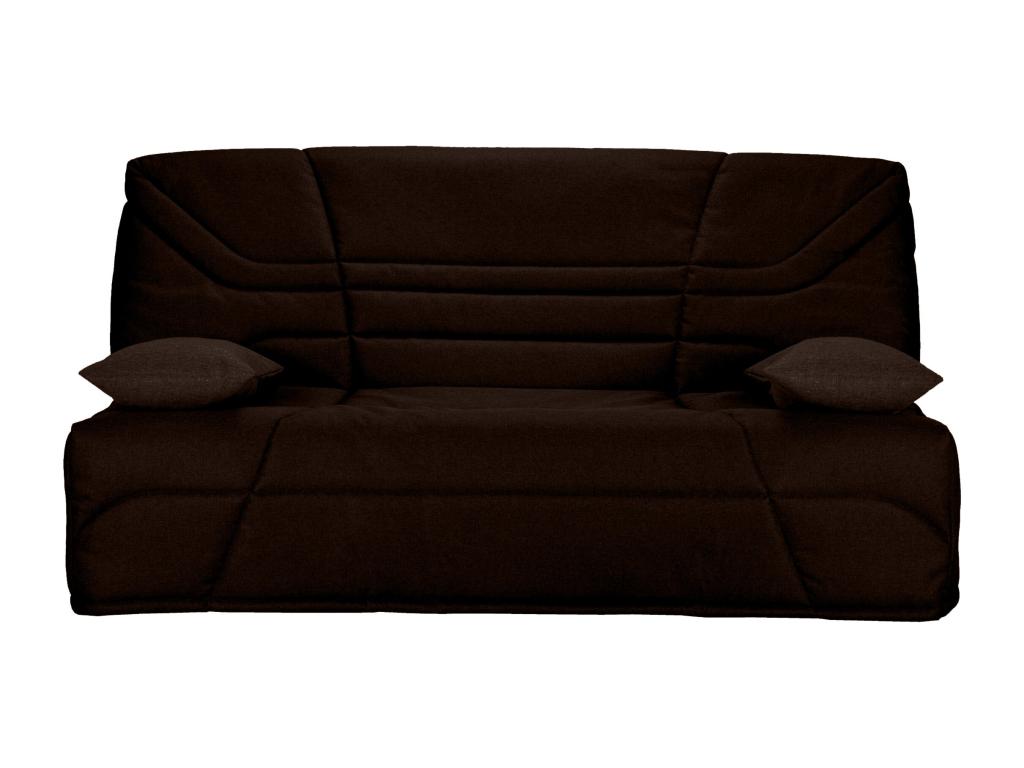 Canapé clic clac tissu avec rangement matelas Doucezen 14cm Bakoa 193cm-Couleur Marron Foncé
