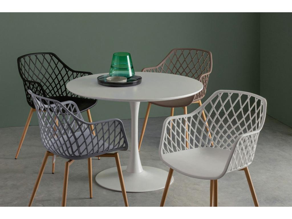 Table à manger ronde tulipe en métal blanc L100 - Meublita