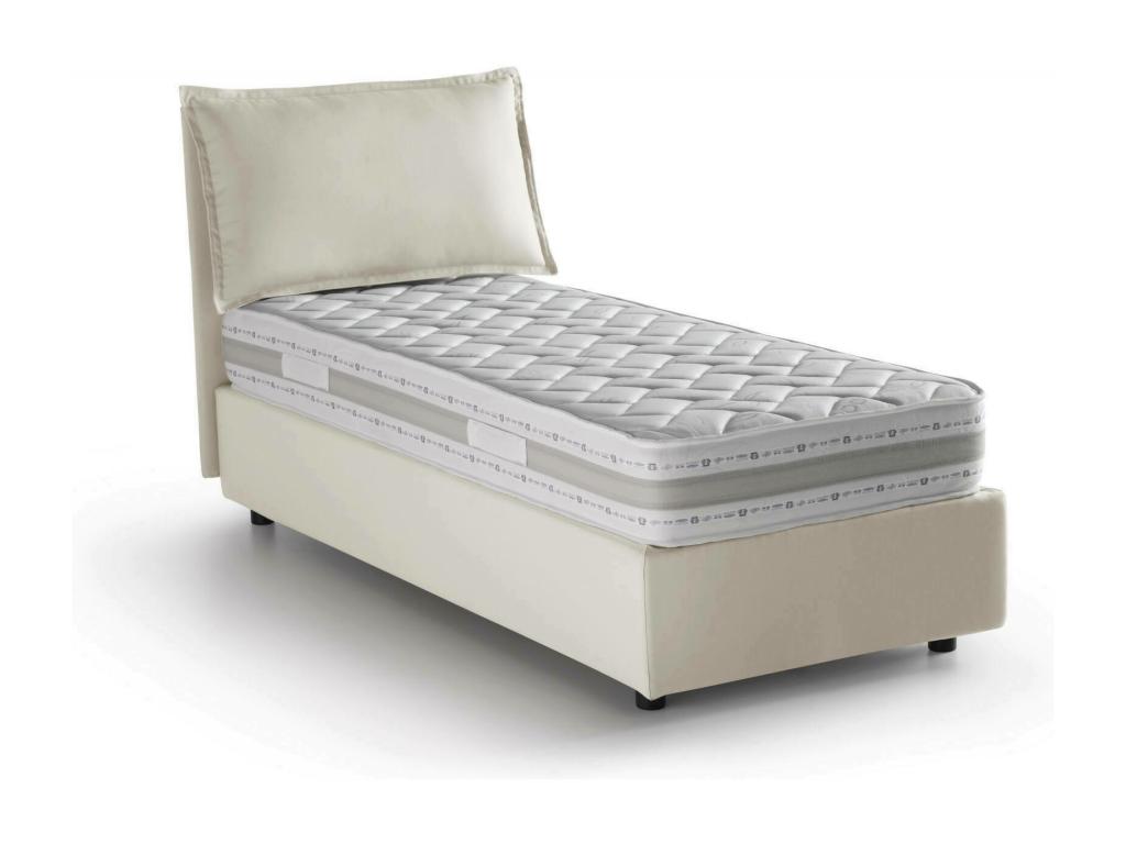 Lit simple Doucezen Lit coffre avec revêtement en tissu Made in Italy Ouverture frontale avec matelas 80x200 cm inclus Beige