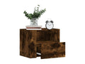 Table de chevet murale chêne fumé 45x30x35 cm