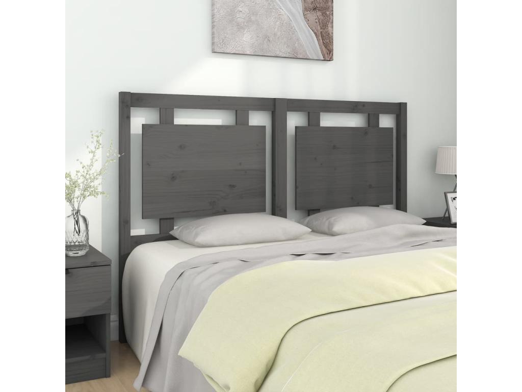 Tête de lit Gris 145.5x4x100 cm Bois massif de pin
