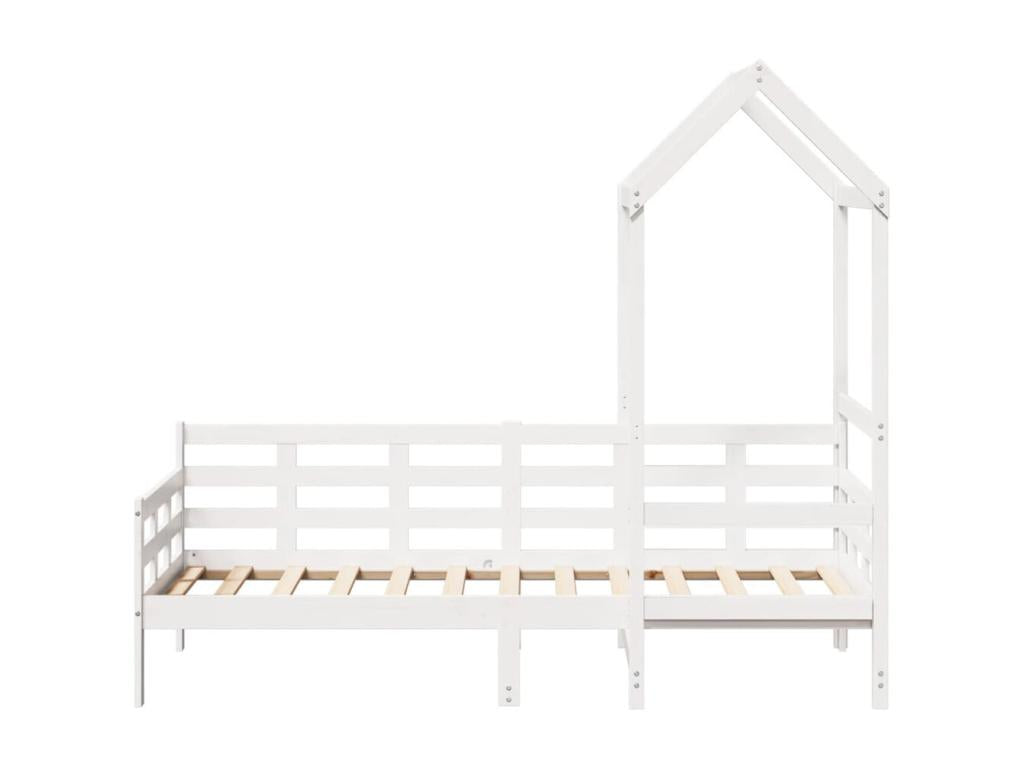 Lit de jour avec toit sans matelas blanc 90x190 cm bois massif