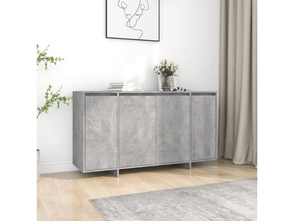 Buffet gris béton 135x41x75 cm bois d'ingénierie