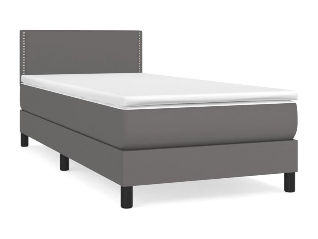 Lit à sommier tapissier avec matelas Gris 90x200 cm Similicuir