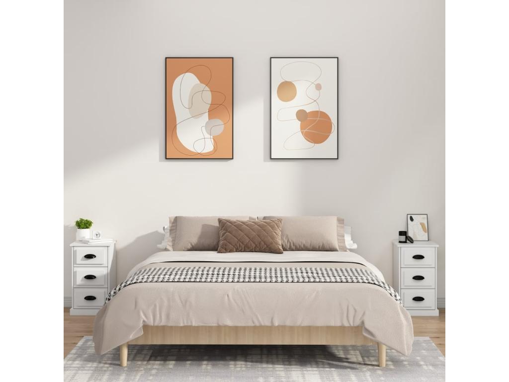 Table de chevet blanc 39x39x67 cm bois d'ingénierie