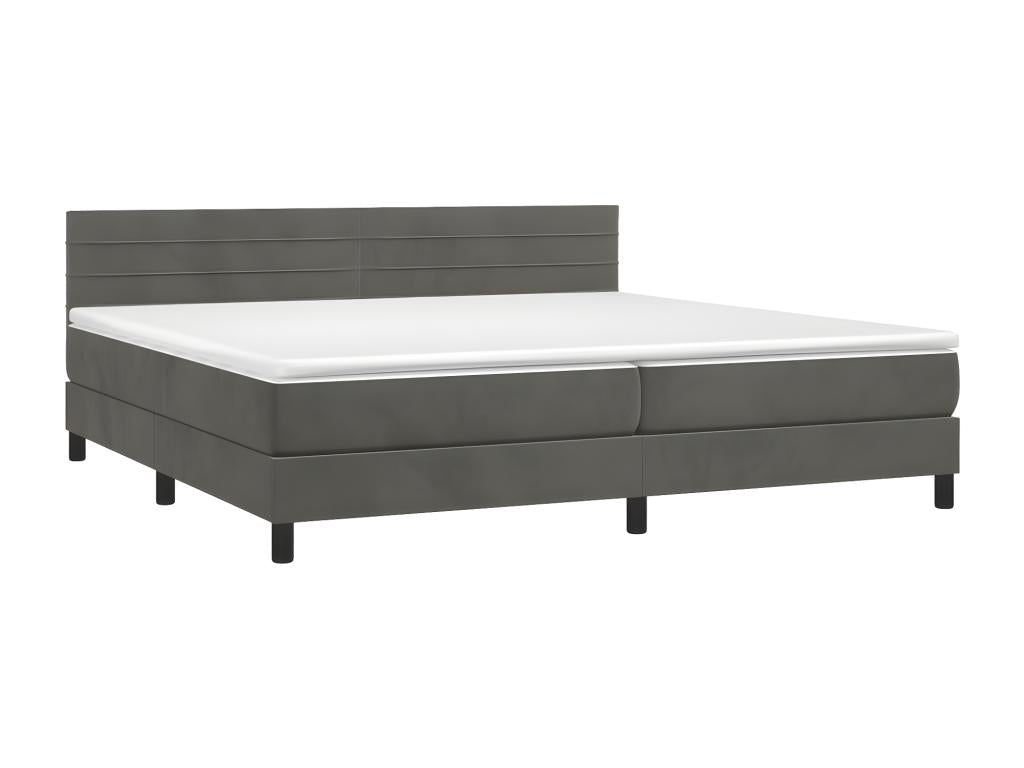 Lit à sommier tapissier et matelas Gris foncé 200x200 Velours 4