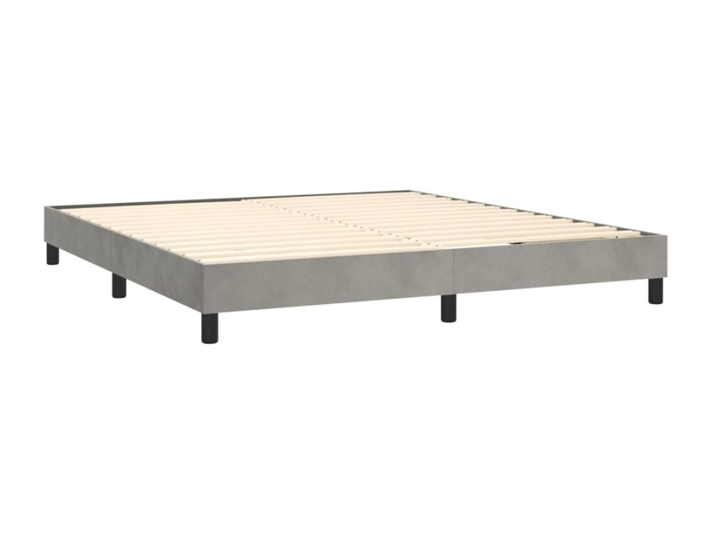 Lit à sommier tapissier et matelas Gris clair 180x200cm Velours