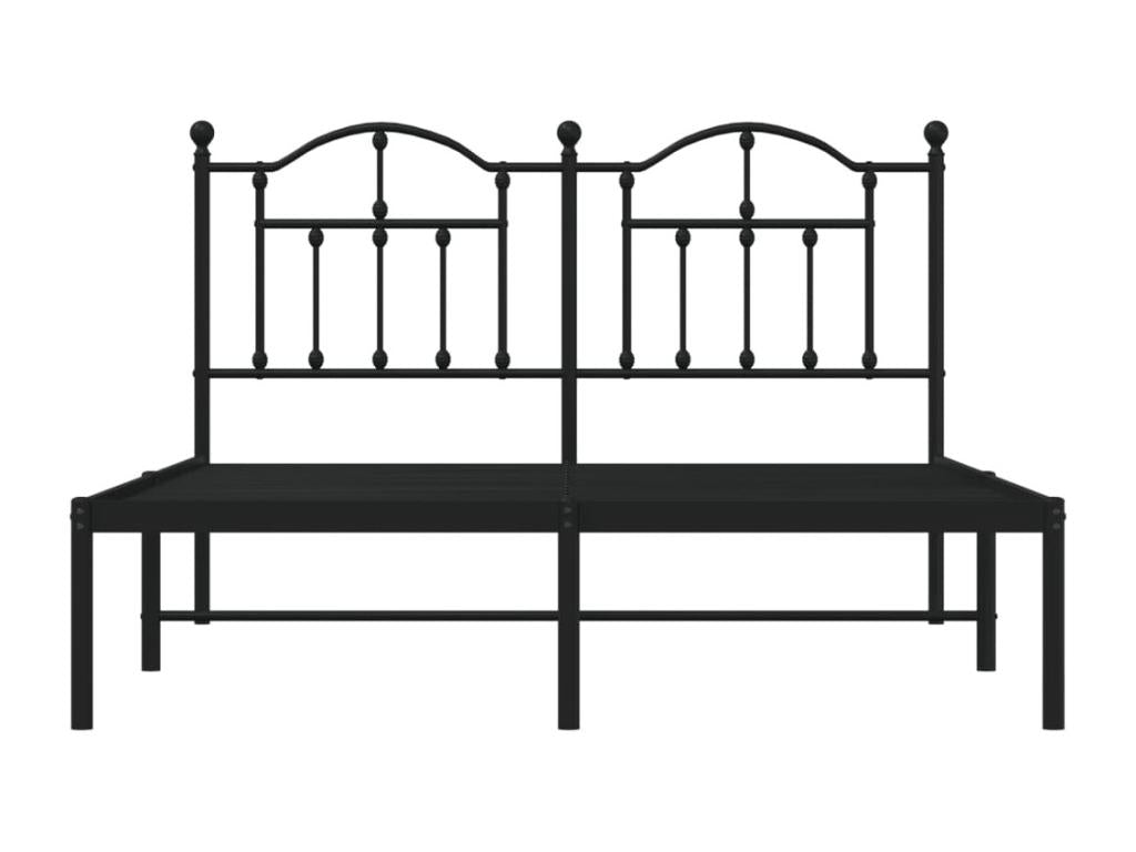 Cadre de lit métal avec tête de lit noir 135x190 cm