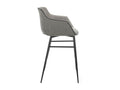 Chaise haute en tissu gris et pieds acier noir Meublita - Lot de 2-Couleur Meublita 71 Gris clair