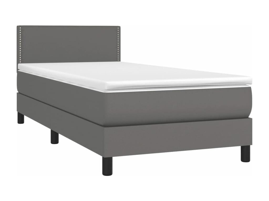 Lit à sommier tapissier avec matelas Gris 90x200 cm Similicuir