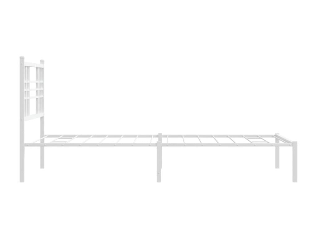 Cadre de lit métal avec tête de lit blanc 100x190 cm