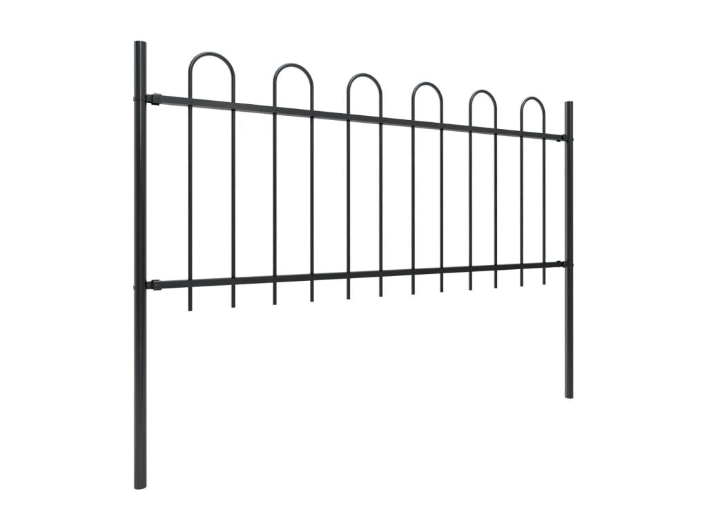Cl?ture de jardin avec dessus en cerceau Acier 15.3x0.8 m Noir