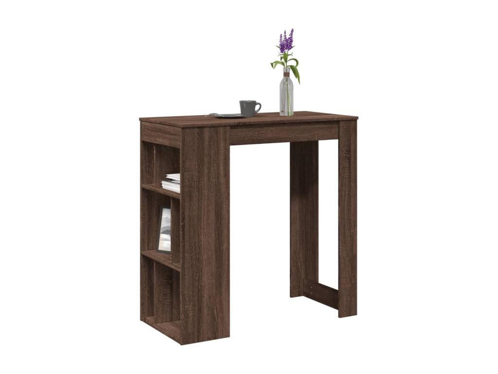 Table de bar avec étagères chêne marron bois d'ingénierie