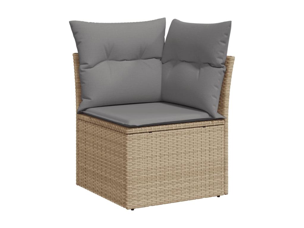 Salon de jardin avec coussins 9pcs méMeublita beige résine tressée