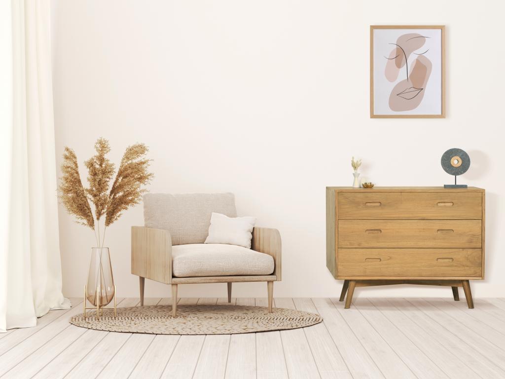Commode 3 tiroirs - Bois de Meublita - Naturel - Meublita