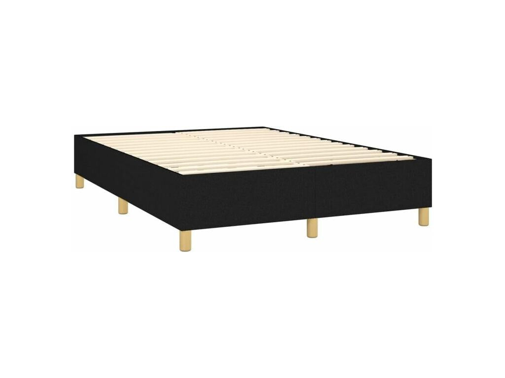 Sommier à Vertchez de lit avec matelas Noir 140x200 Tissu