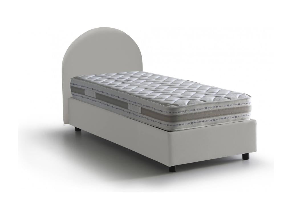 Lit simple Ddurs Lit coffre avec revêtement en éco-cuir Made in Italy Ouverture latérale adaptée pour matelas 80x190 cm Blanc