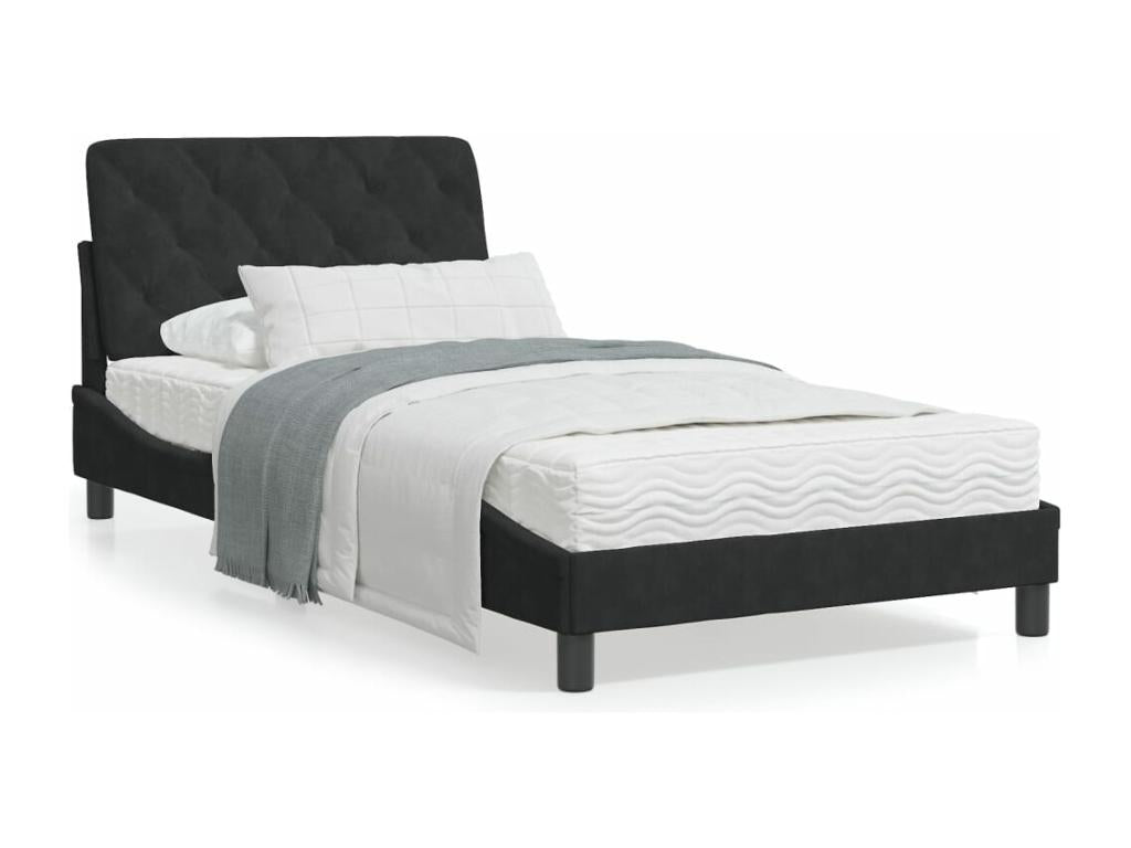 Cadre de lit avec Meubles LED noir 100x200 velours
