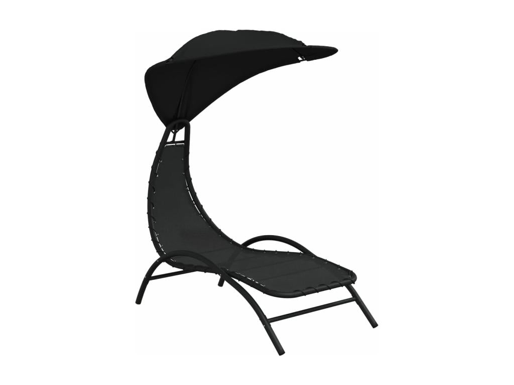 Transat chaise longue bain noire 167x80x195 cm 02 0012277