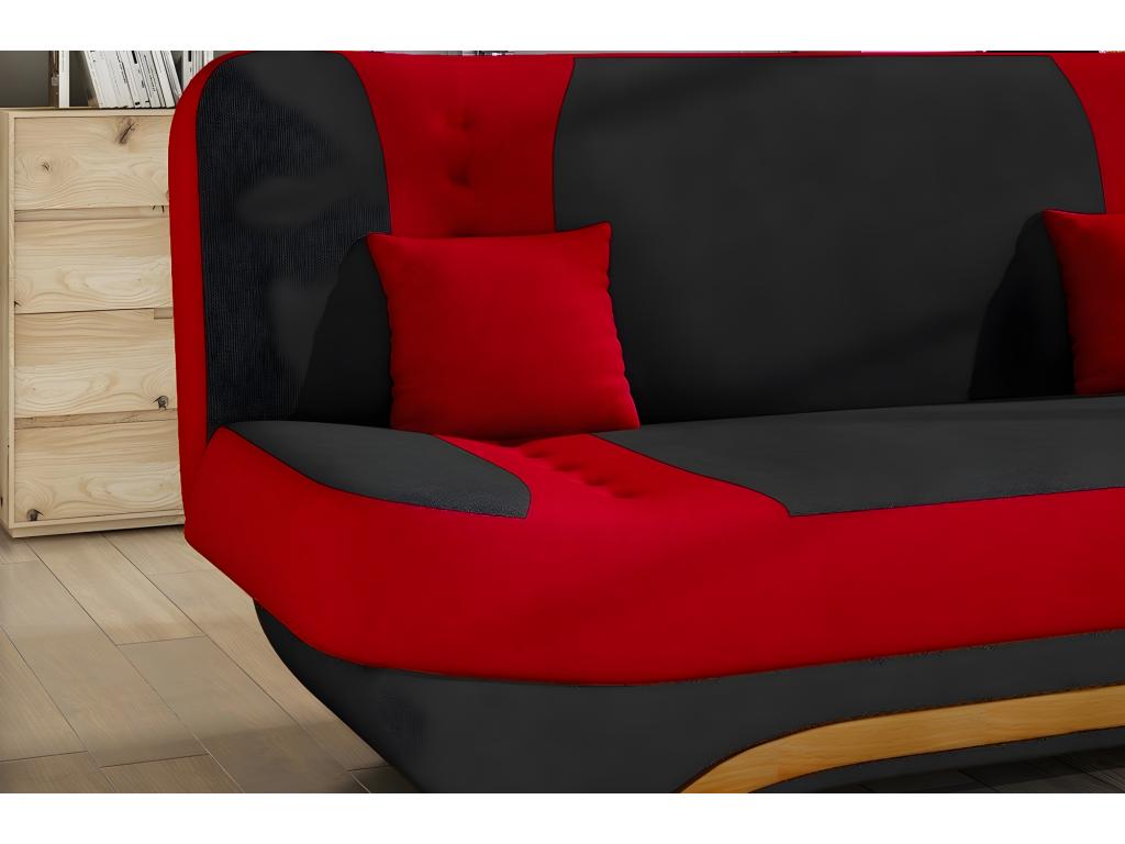 Canapé 3 places convertible et espace de rangement - bicolore anthracite / rouge - en tissu de qualité EWIN