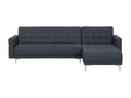 Canapé Angle à droite en Tissu Gris Foncé 4 Places Dossier réglable Meublita