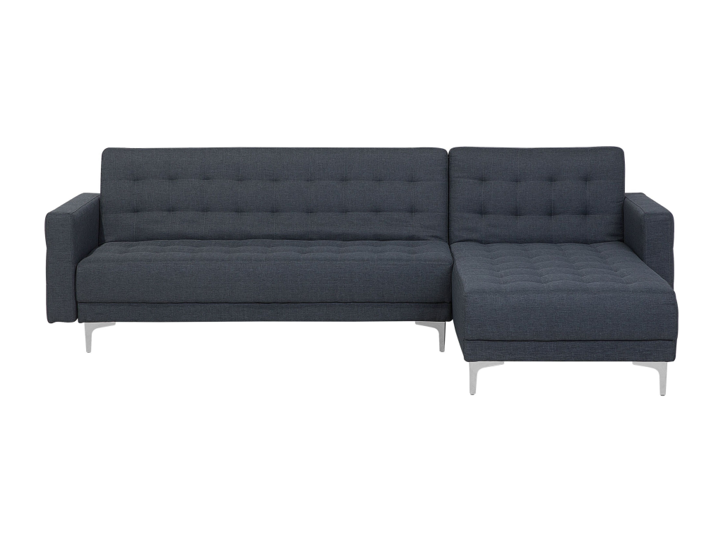 Canapé Angle à droite en Tissu Gris Foncé 4 Places Dossier réglable Meublita