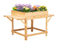 Jardinière sur pied potager dim- 130L x 75l x 75H cm 2 étagères feutre drainage inclus bois sapin pré-huilé