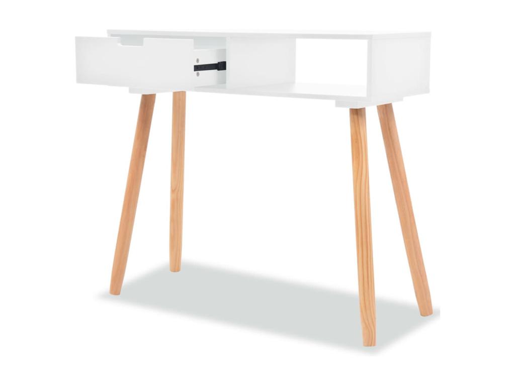 Table console Bois de pin massif 80x30x72 cm Blanc