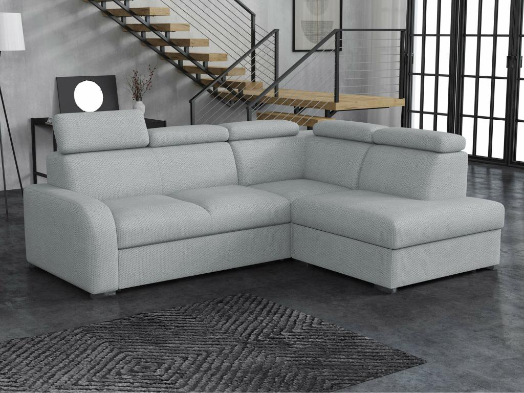 Canapé d'angle Meublita 229 Gris Fonction de couchage Bo?te de literie 250x200x85cm